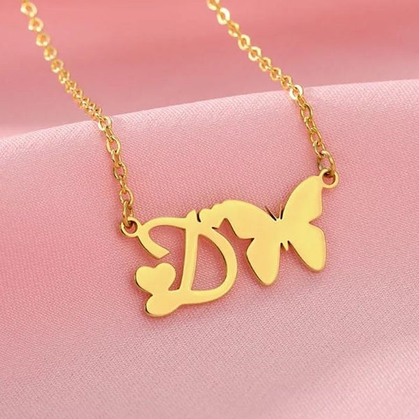 18k Butterfly Initial Necklace – precious regalos