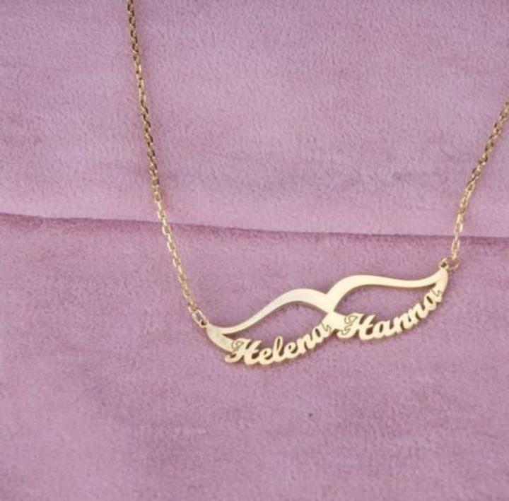 Angel wings store name necklace